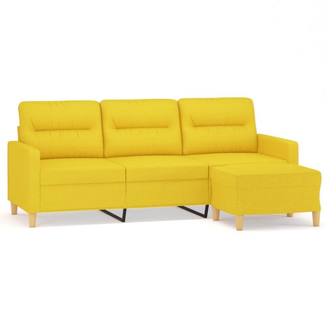 vidaXL Sofa, 3-Sitzer-Sofa mit Hocker Hellgelb 180 cm Stoff günstig online kaufen