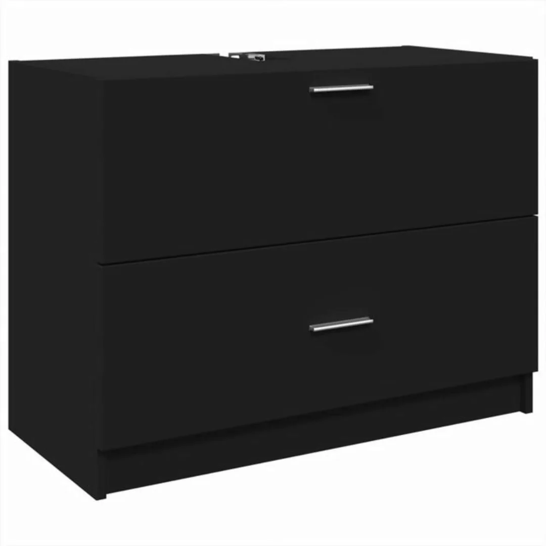 vidaXL Schrankmodule Waschbeckenunterschrank Schwarz 78x37x59 cm Holzwerkst günstig online kaufen