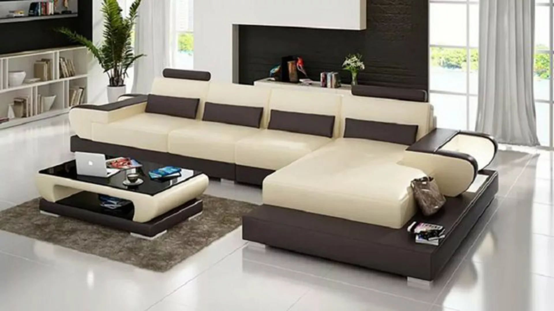 JVmoebel Ecksofa Sofa Ledersofa Eckcouch Polstergarnitur Couch Wohnlandscha günstig online kaufen