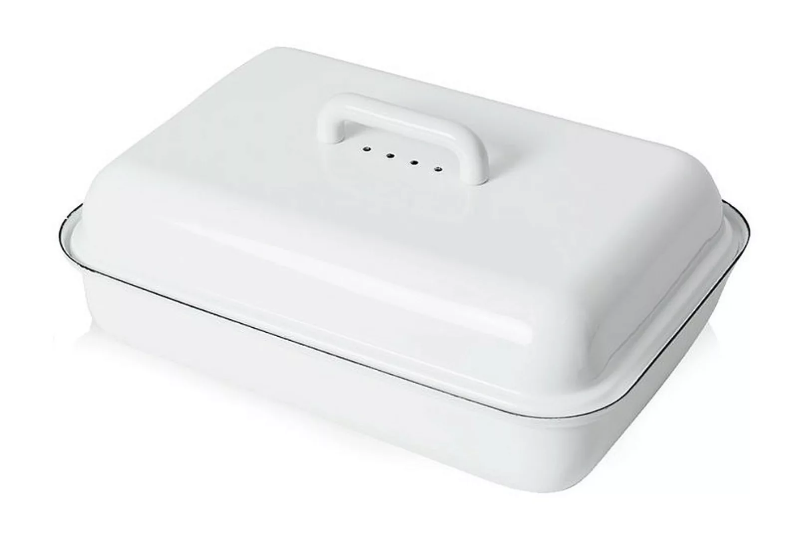 Riess Brotkasten Emaille Brotdose mit Deckel Weiß Aufbewahrungsdose 37x26cm günstig online kaufen