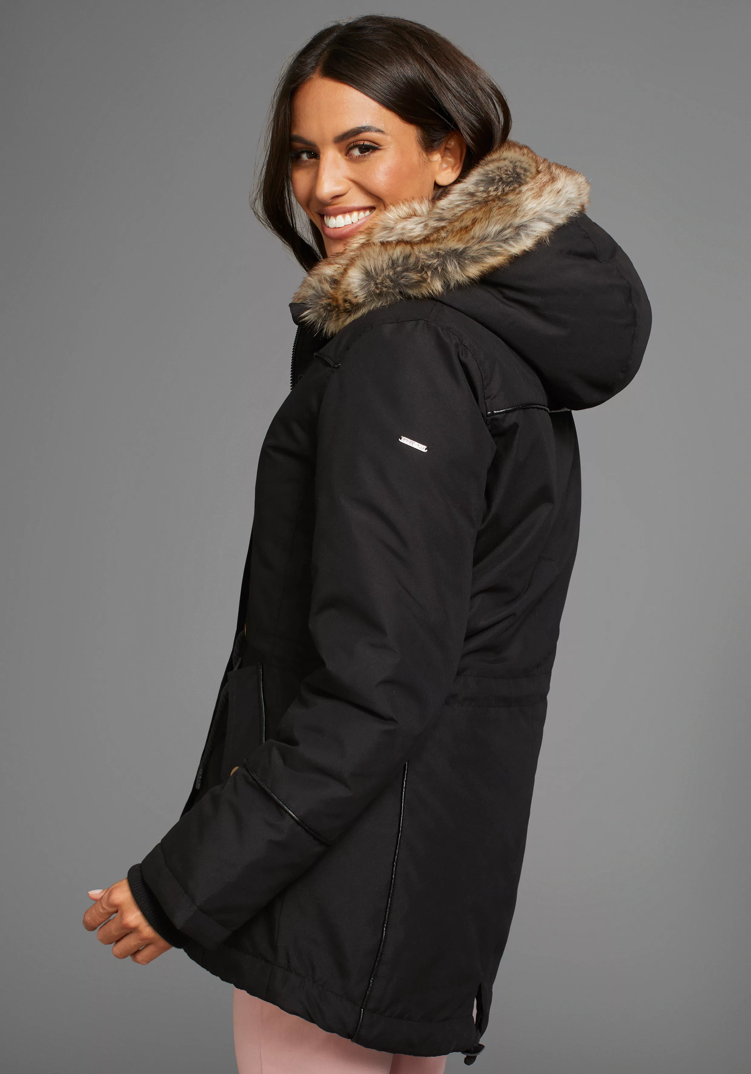 Laura Scott Winterjacke figurbetonte Passform, mit Kapuze, mit abnehmbarem günstig online kaufen