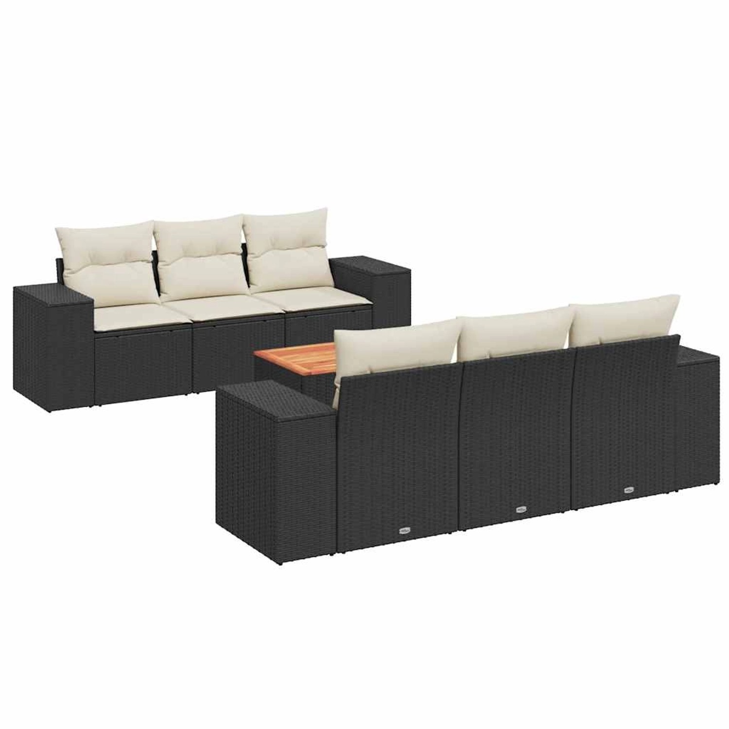 vidaXL 7-Tlg Garten-Sofagarnitur mit Kissen Schwarz Poly Rattan 3257666 günstig online kaufen