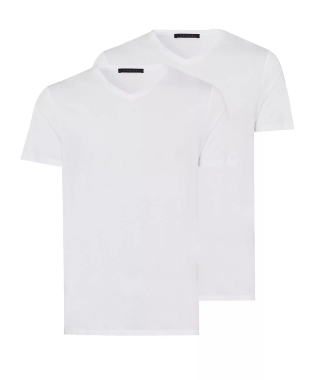 FALKE 2-Pack Herren T-Shirt V-Ausschnitt, L, Weiß, Uni, Baumwolle, 1169100- günstig online kaufen