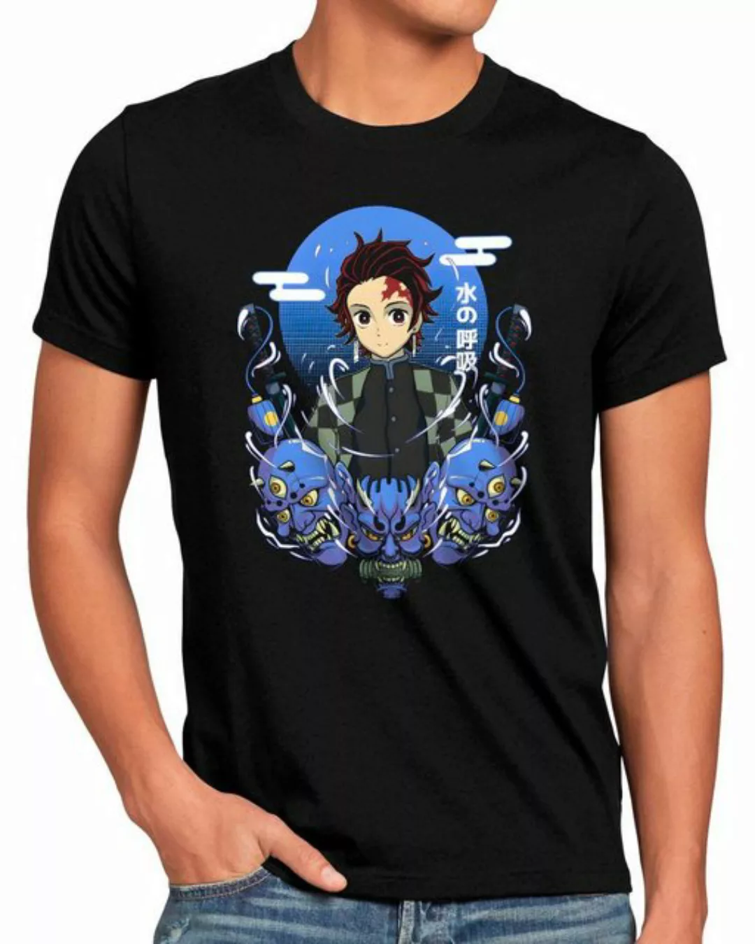 style3 T-Shirt Tanjiro Blue demon slayer anime japan manga cosplay günstig online kaufen