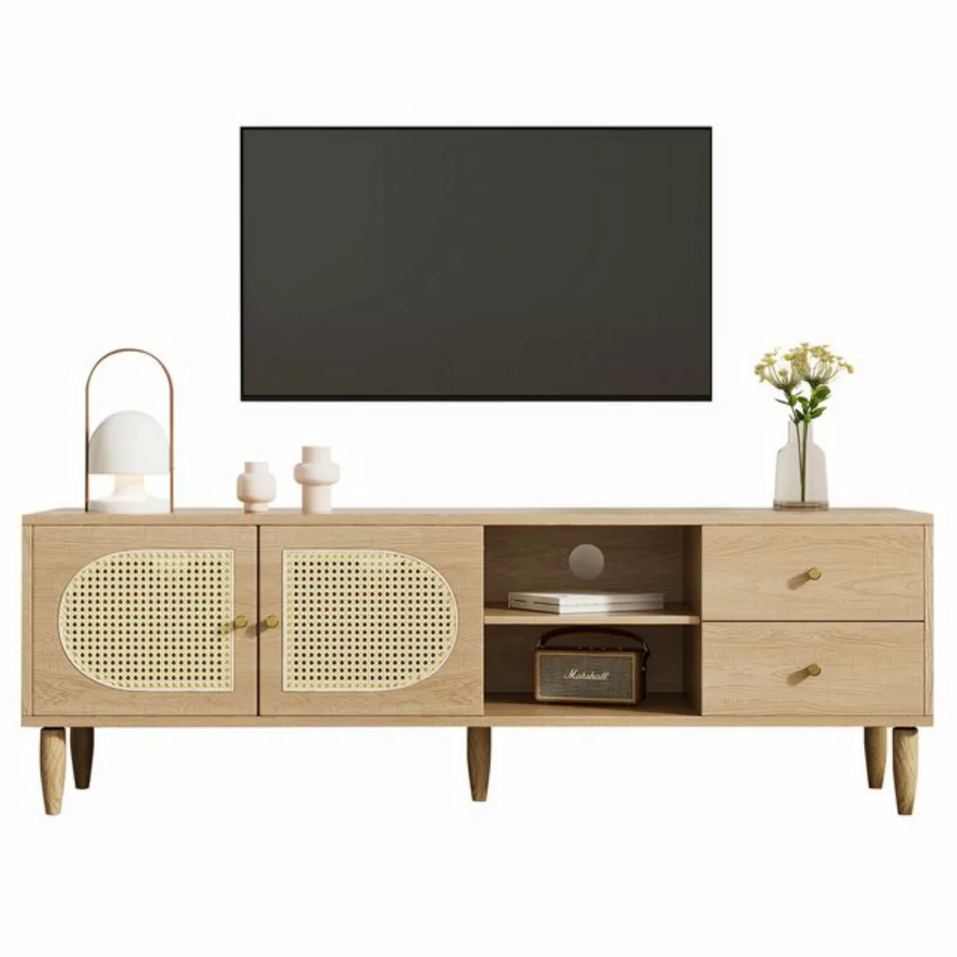 awortek TV-Schrank Rattan-TV-Schrank 150x40x50 cm Für bis zu 60 Zoll Fernse günstig online kaufen