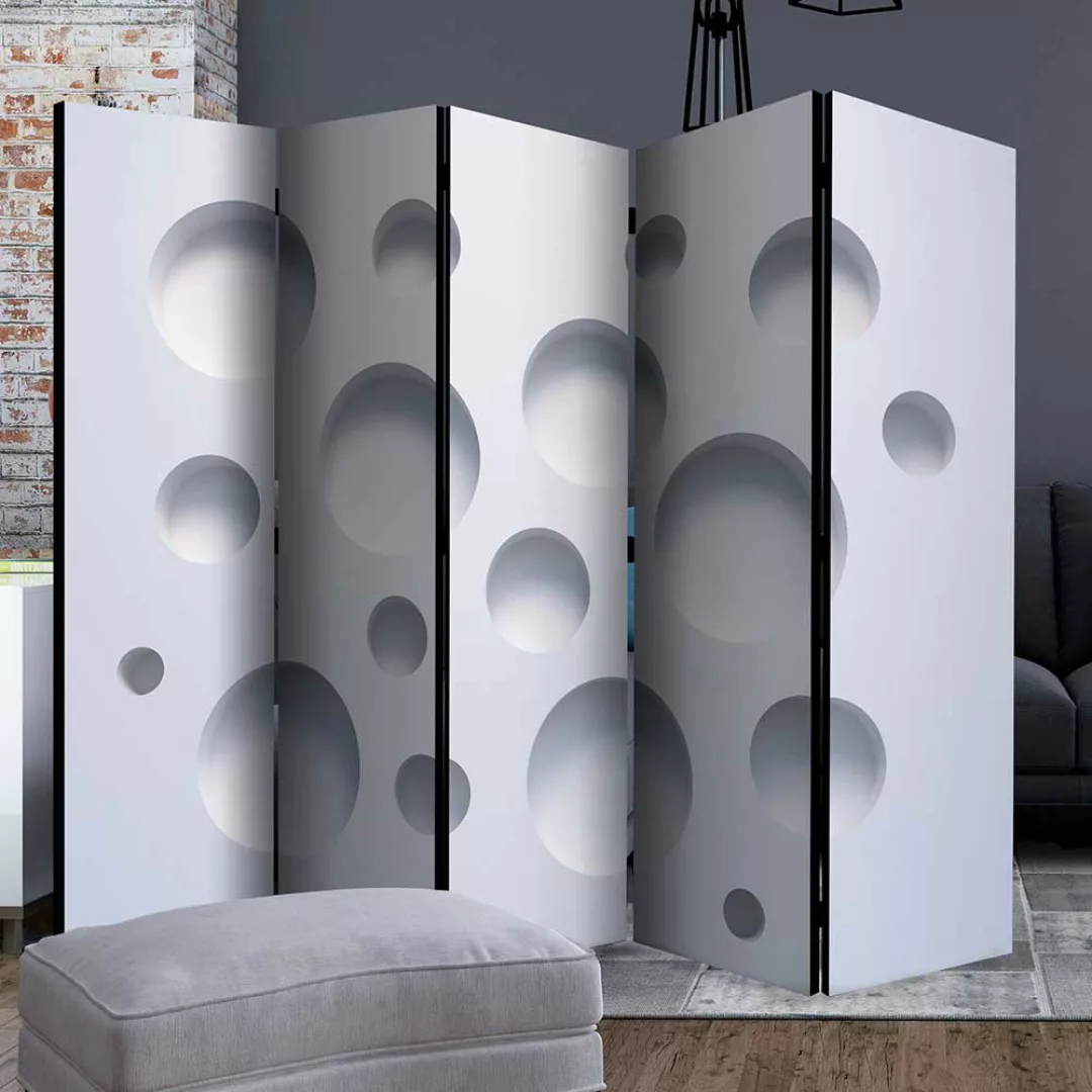 Raumteiler Wand in Weiß und Grau Leinwand Füllung günstig online kaufen