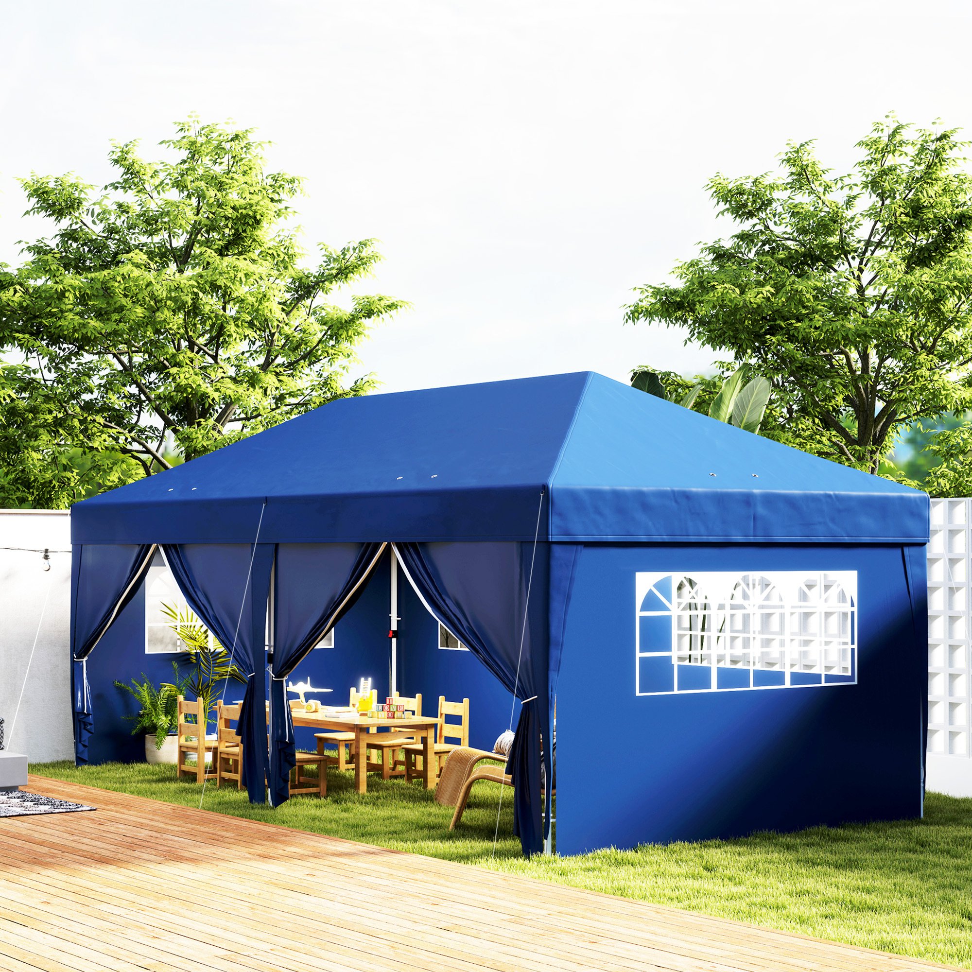 Outsunny Gartenpavillon Outdoor faltbare 3 x 6 m Pop-Up Pavillon mit 6 Seit günstig online kaufen