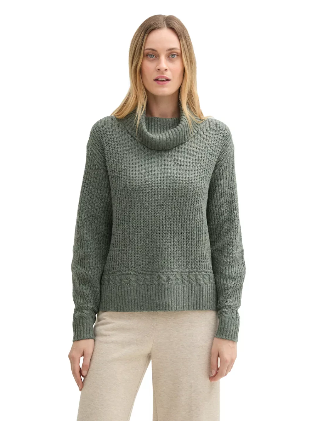 TOM TAILOR Strickpullover mit extra großem Struktur-Kragen günstig online kaufen