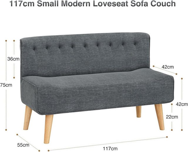 GarveeMore Loungesofa 2-Sitzer Stoffsofa Polstersofa, Retro-Look, Loungesof günstig online kaufen