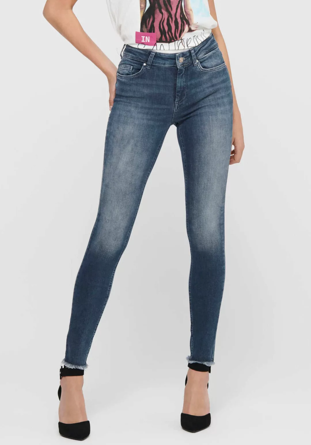 Only Damen Jeans ONLBLUSH LIFE MID SK ANK RW REA422 - Skinny Fit - Blau -Sp günstig online kaufen