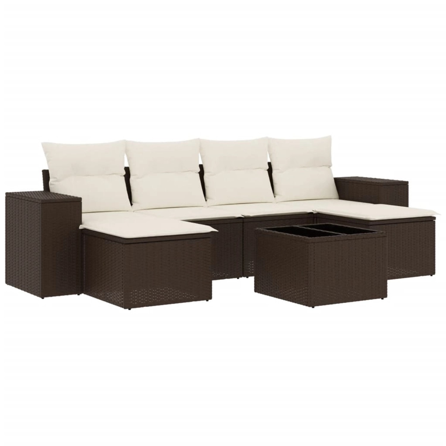 vidaXL 7-Tlg Garten-Sofagarnitur mit Kissen Braun Poly Rattan 3222932 günstig online kaufen