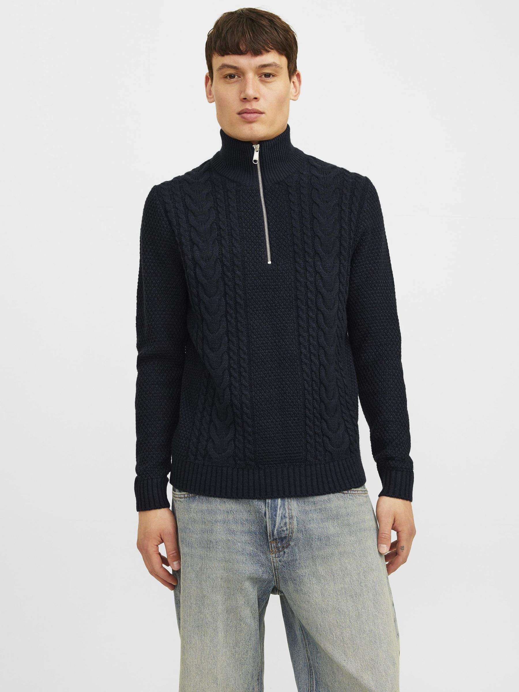 Jack & Jones Troyer "JJCRAIG KNIT HALF ZIP", mit Zopfmuster günstig online kaufen