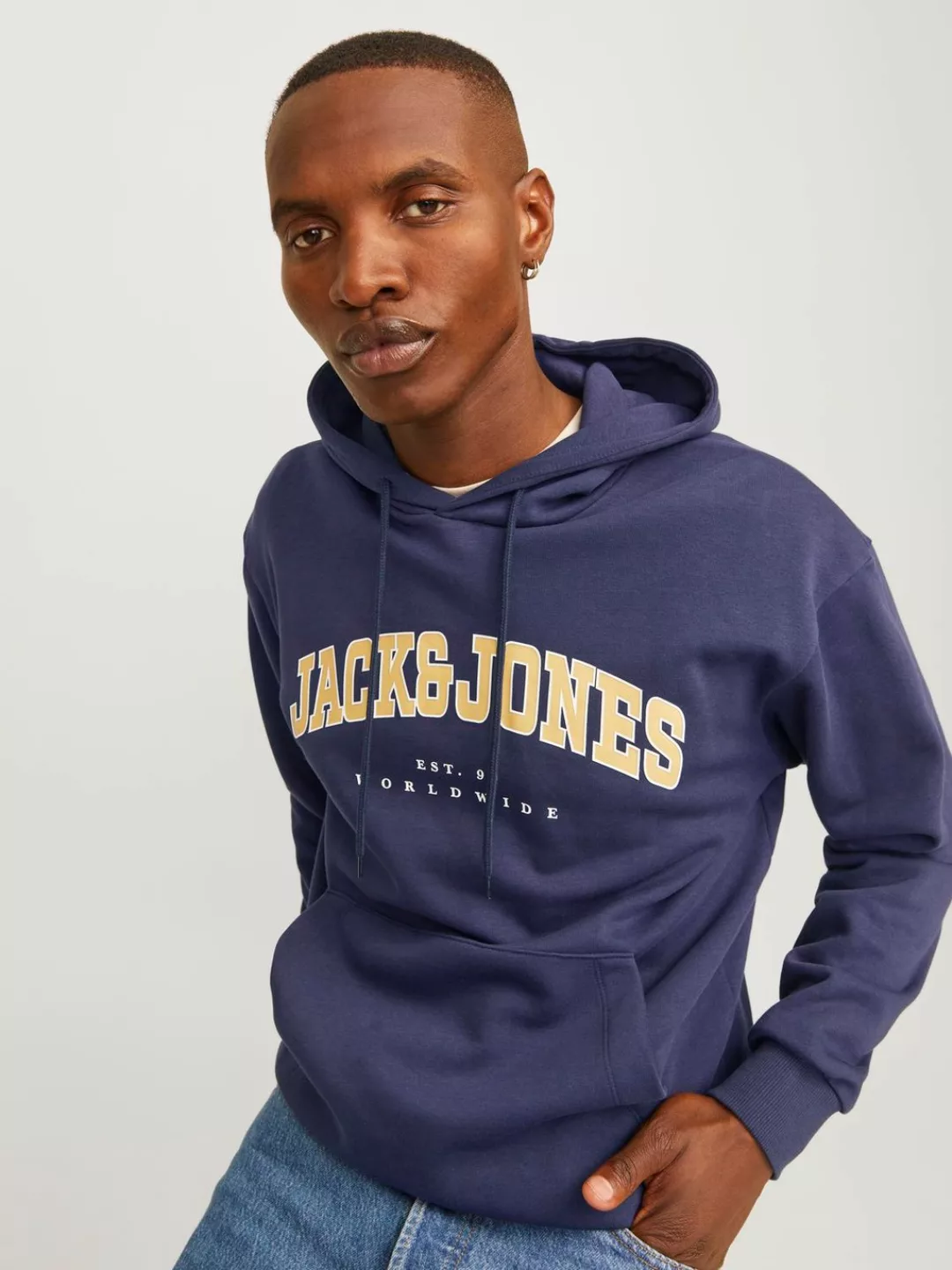 Jack & Jones Herren Hoodie Kapuzenpullover JJECALEB VARSITY- Relaxed Fit günstig online kaufen