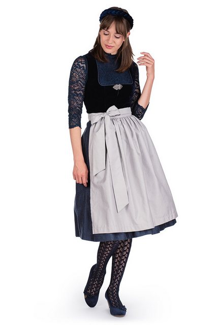 MarJo Dirndl Samt Dirndl 2tlg. - HEIDI - deep ocean/silber günstig online kaufen