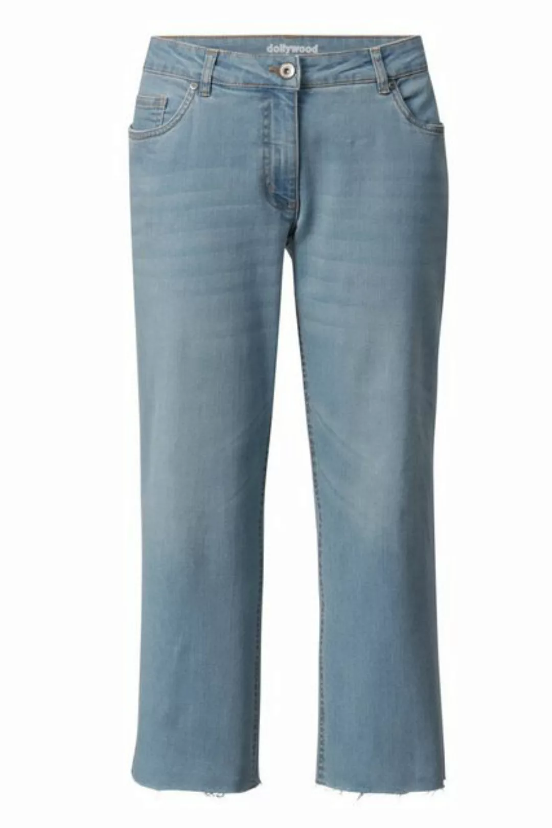 Dollywood Regular-fit-Jeans 3/4-Jeans mit Schlag und Fransensaum 5-Pocket günstig online kaufen