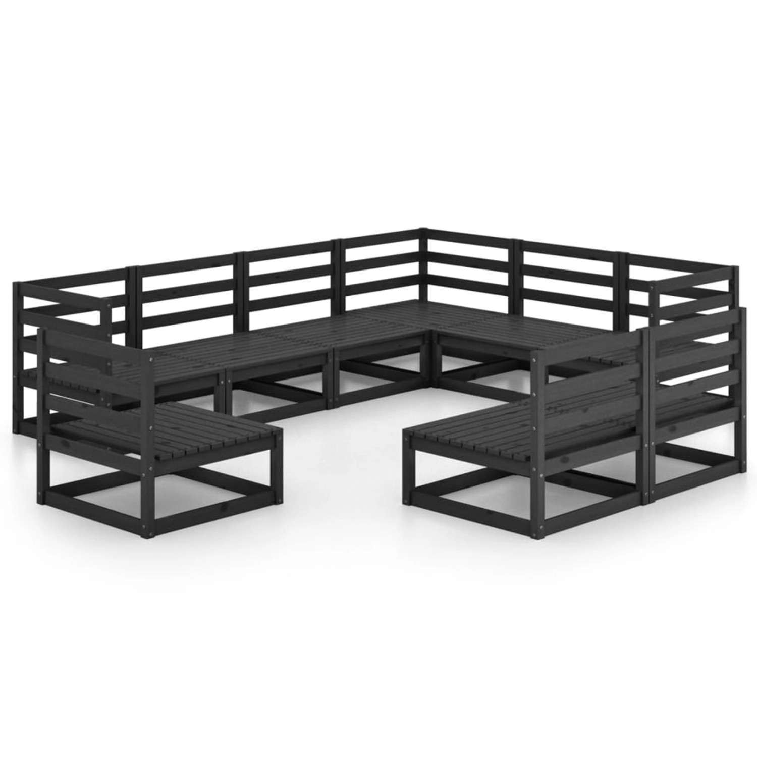 vidaXL 9-tlg Garten-Lounge-Set Schwarz Massivholz Kiefer Modell 7 günstig online kaufen