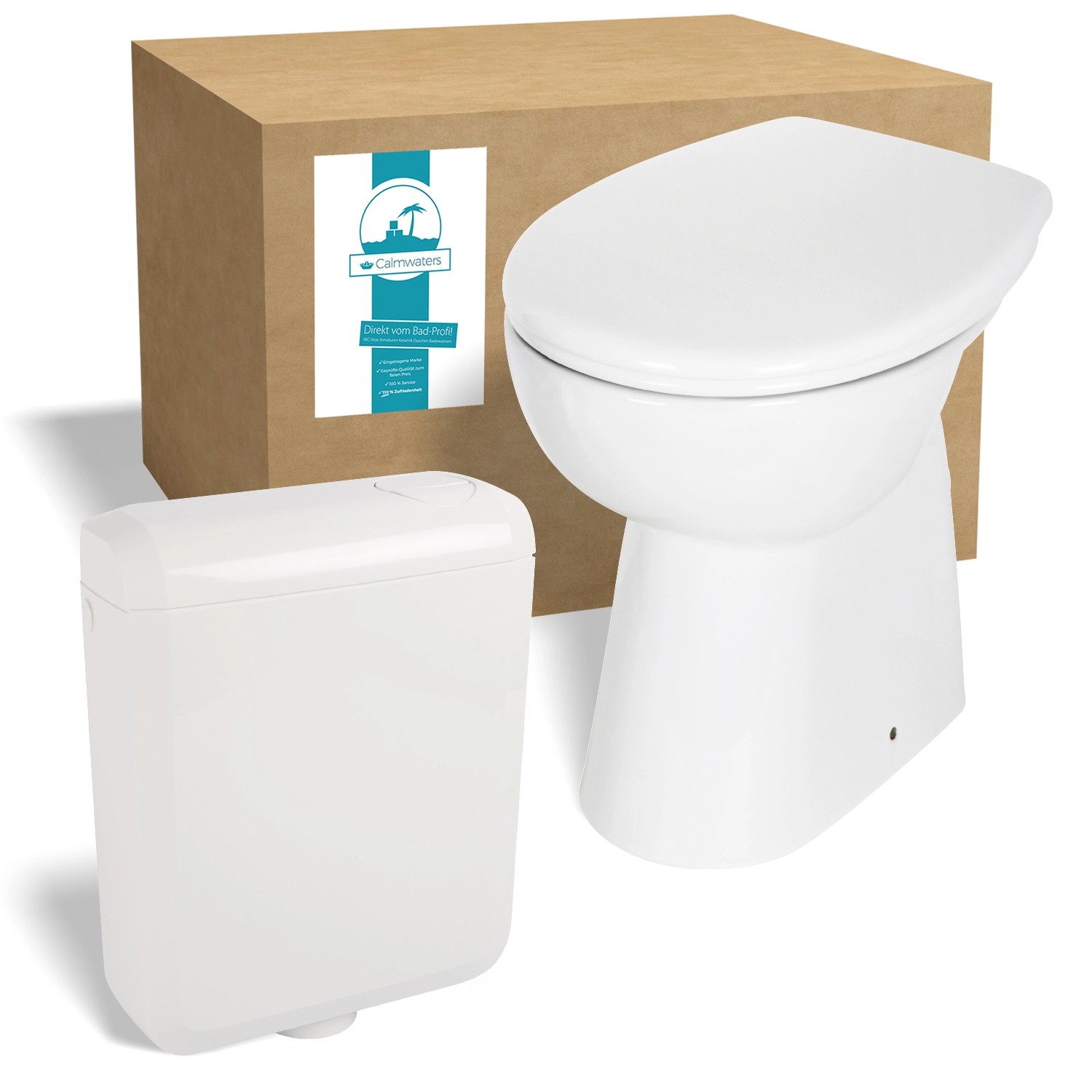 Calmwaters Stand-WC Elements Wellness 7cm Erhöht Spülrandlos Weiß Set WC-Si günstig online kaufen