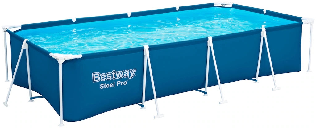 Bestway Frame Pool Steel Pro ohne Pumpe 400 x 211 x 81 cm Blau Eckig günstig online kaufen