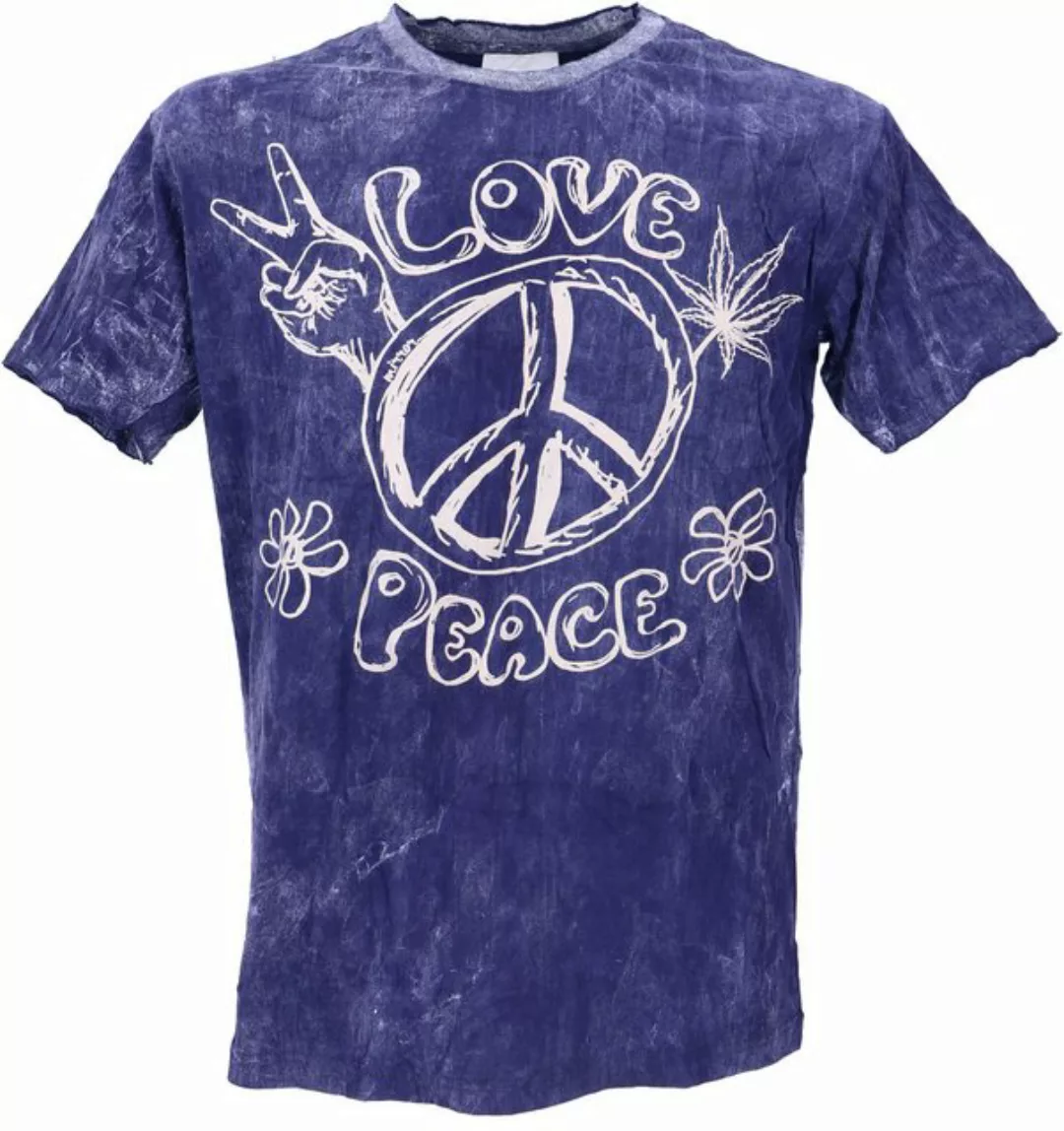 Guru-Shop T-Shirt Mirror Herren T-Shirt, Yoga Shirt - Peace/blau Goa Style, günstig online kaufen