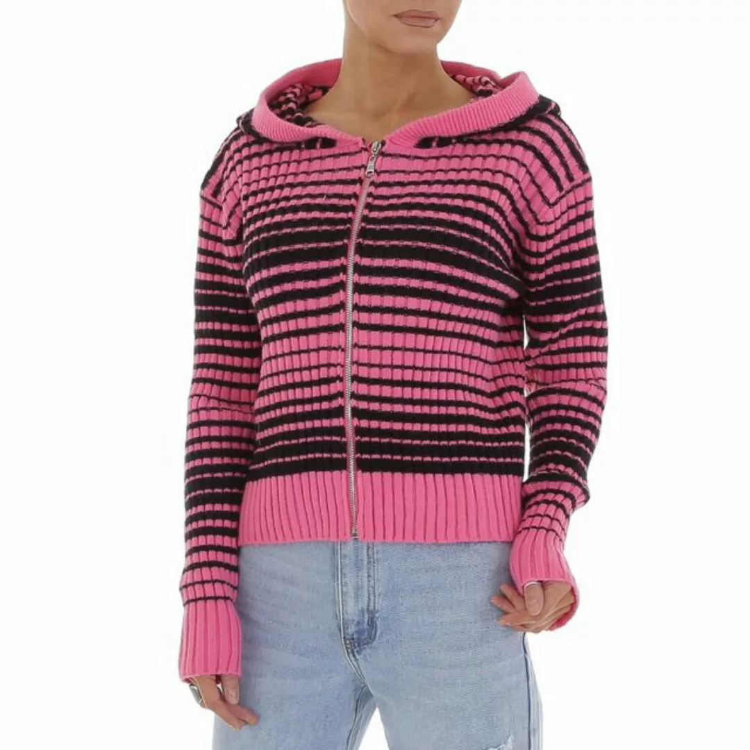 Ital-Design Strickpullover Damen Freizeit Kapuze Gestreift Stretch Strickpu günstig online kaufen