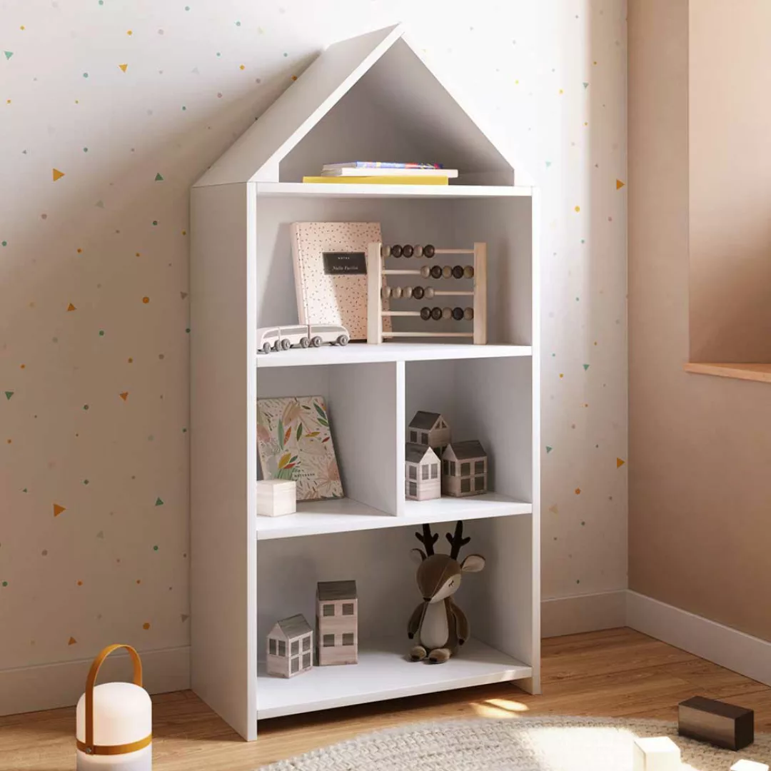 Kinderzimmer Regal Haus in Weiß 105 cm hoch - 50 cm breit günstig online kaufen