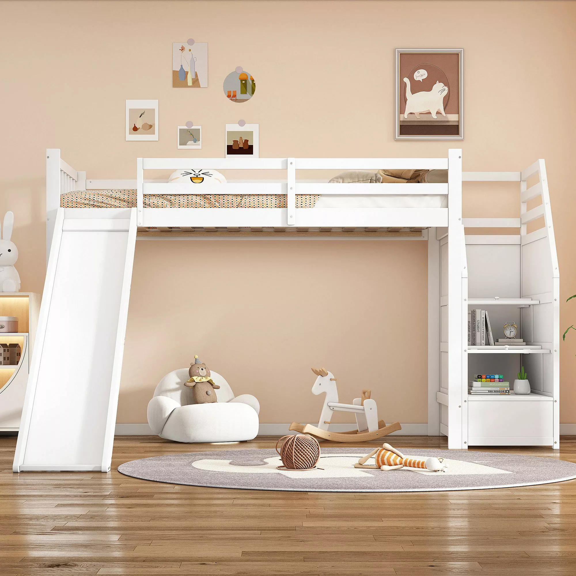 TavilaEcon Hochbett Kinderbett Jugendbett mit Rutsche günstig online kaufen
