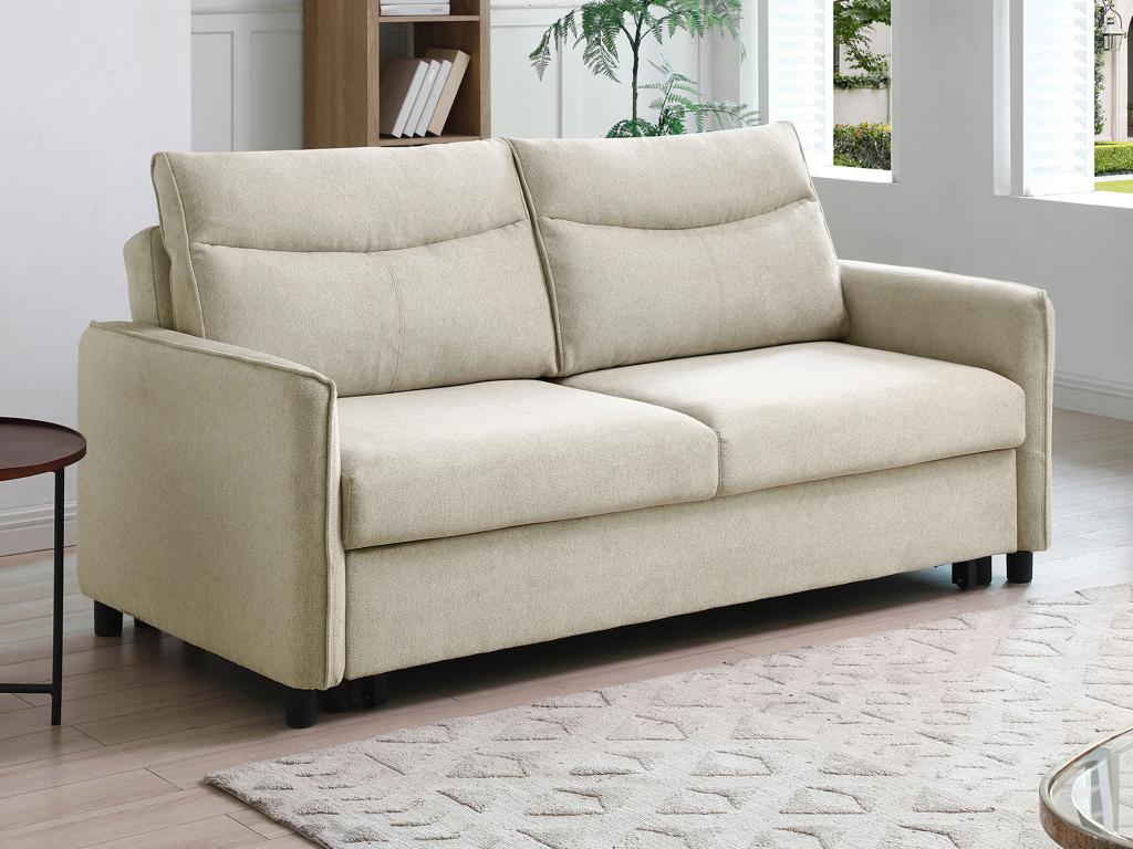 Sofa 3-Sitzer mit Schlaffunktion - Stoff - Beige - IPANEDA günstig online kaufen