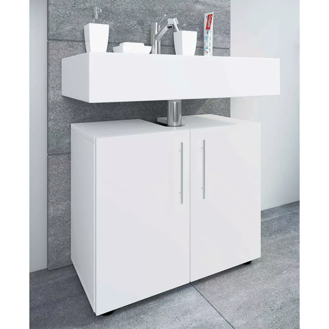 Weißer Waschtischschrank mit Drehtüren modernem Design günstig online kaufen