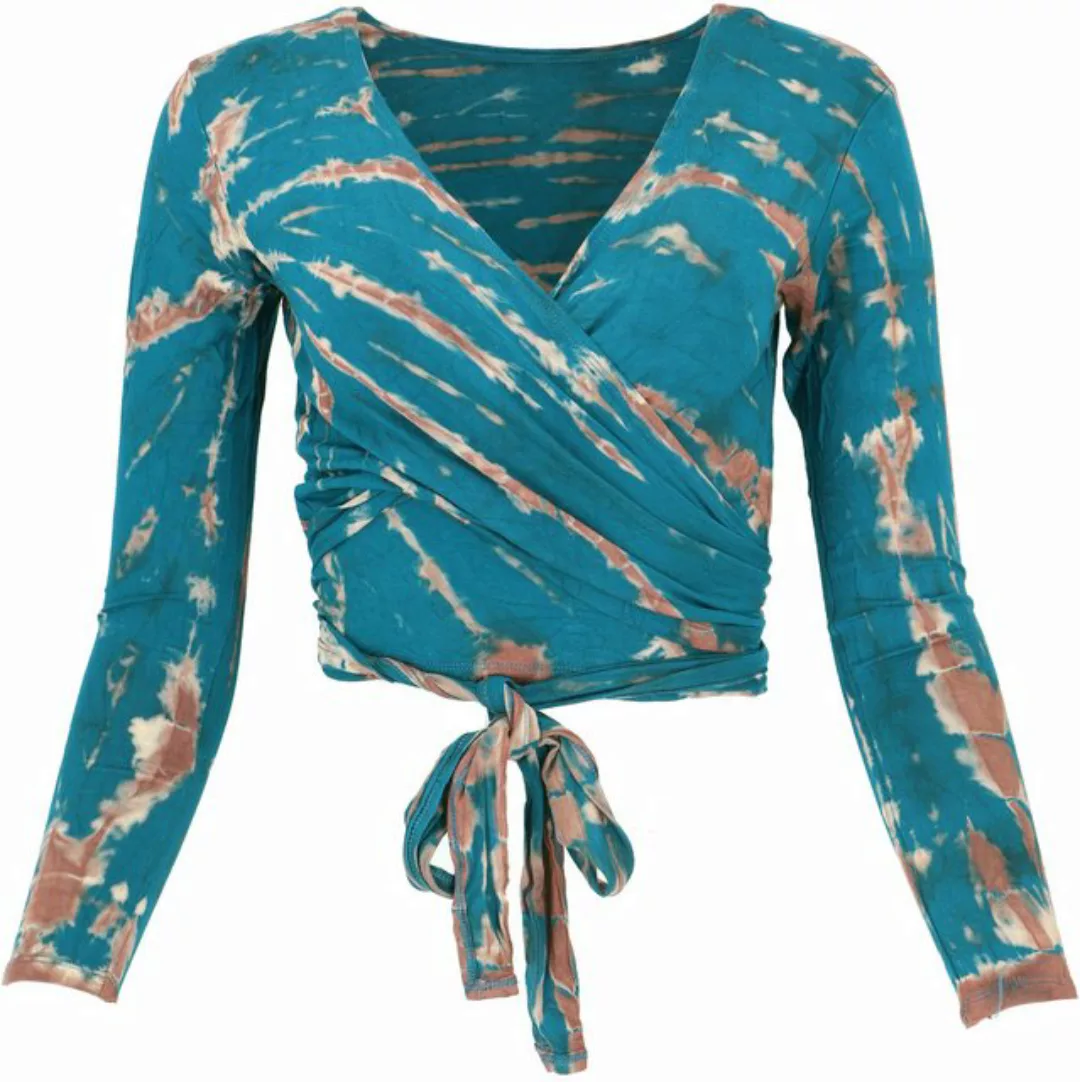 Guru-Shop Longsleeve Batik Wickeltop, Yogatop, Langarmshirt -.. alternative günstig online kaufen