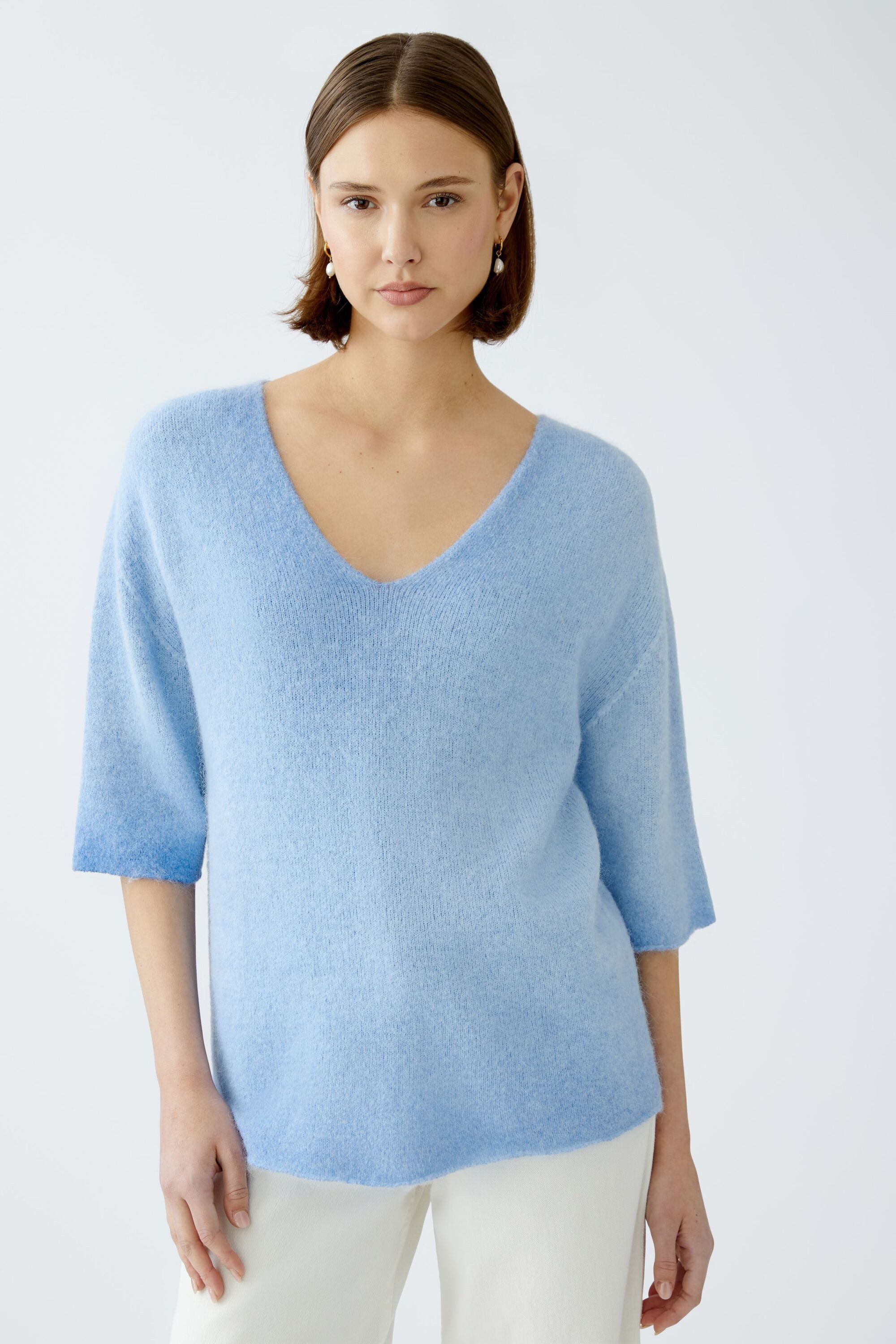 Oui V-Ausschnitt-Pullover Pullover mit Alpaka günstig online kaufen