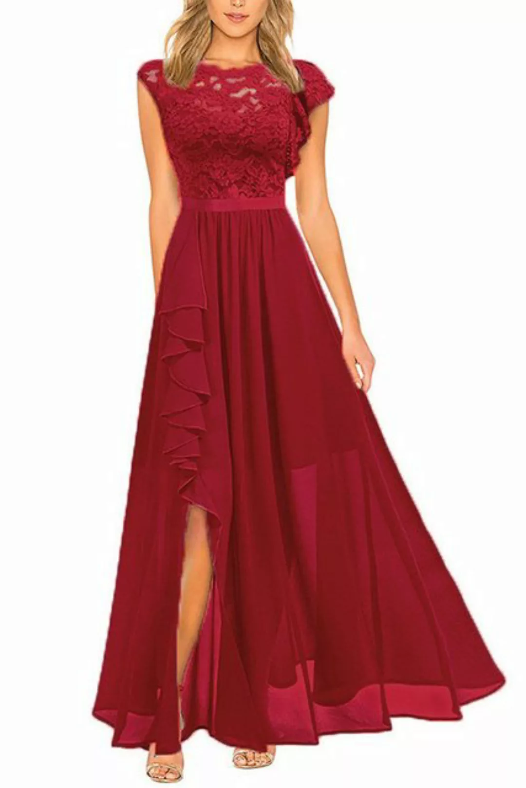 HWCTHFH Spitzenkleid Damen Abendkleider Elegant für Hochzeit Kleid Ärmellos günstig online kaufen
