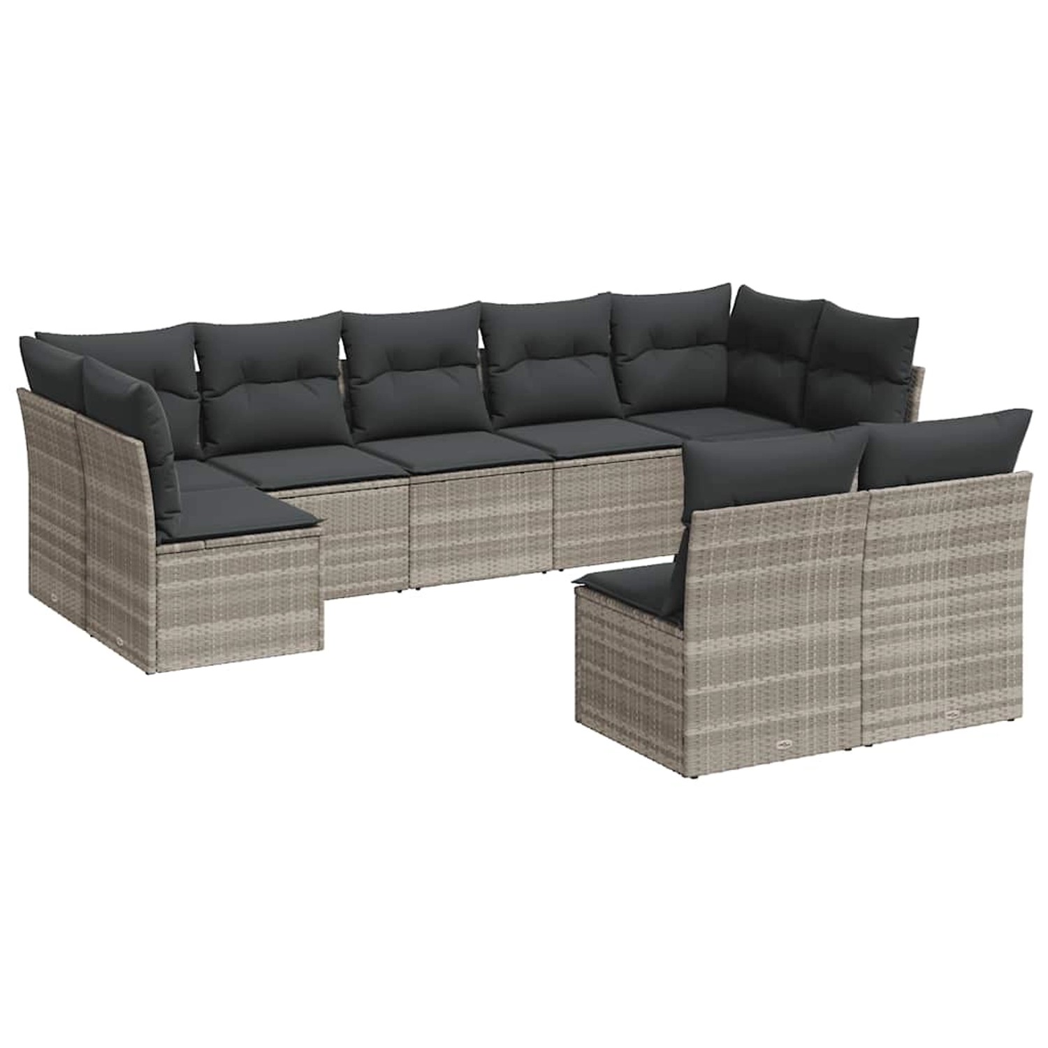 vidaXL 9-Tlg Garten-Sofagarnitur mit Kissen Hellgrau Poly Rattan 3249991 günstig online kaufen