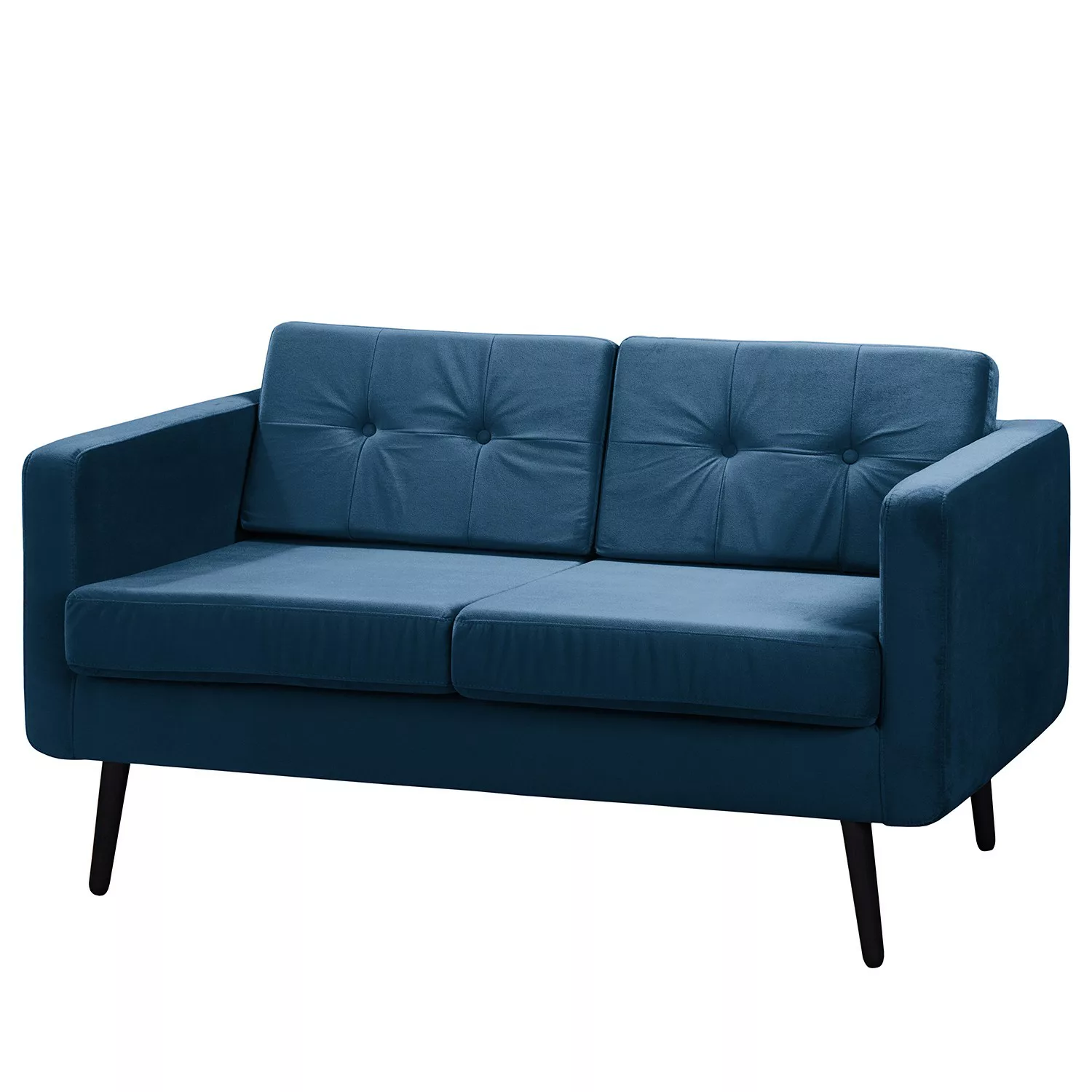 home24 Jack & Alice Sofa Croom VI 2-Sitzer Marineblau Samt 143x86x84 cm günstig online kaufen
