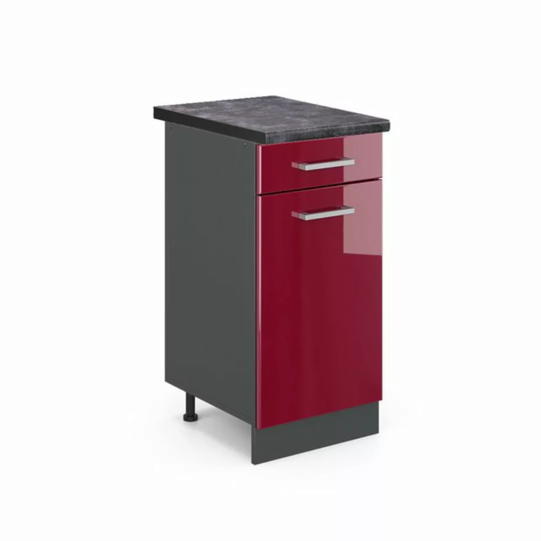 Vicco Unterschrank R-Line, Bordeaux Hochglanz/Anthrazit, 40 cm, AP Anthrazi günstig online kaufen