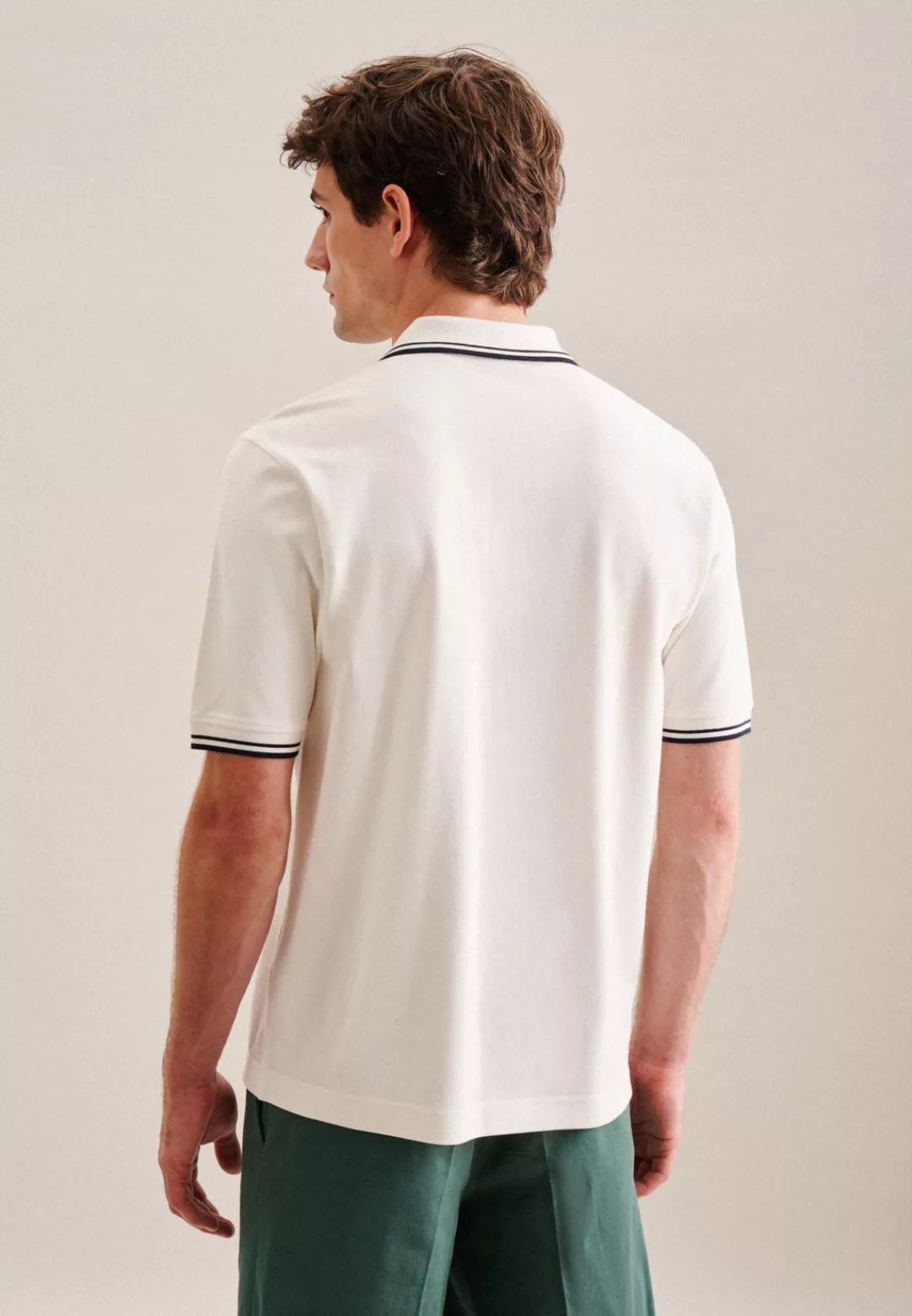 seidensticker T-Shirt "Regular", Kurzarm Kragen Streifen platziert günstig online kaufen