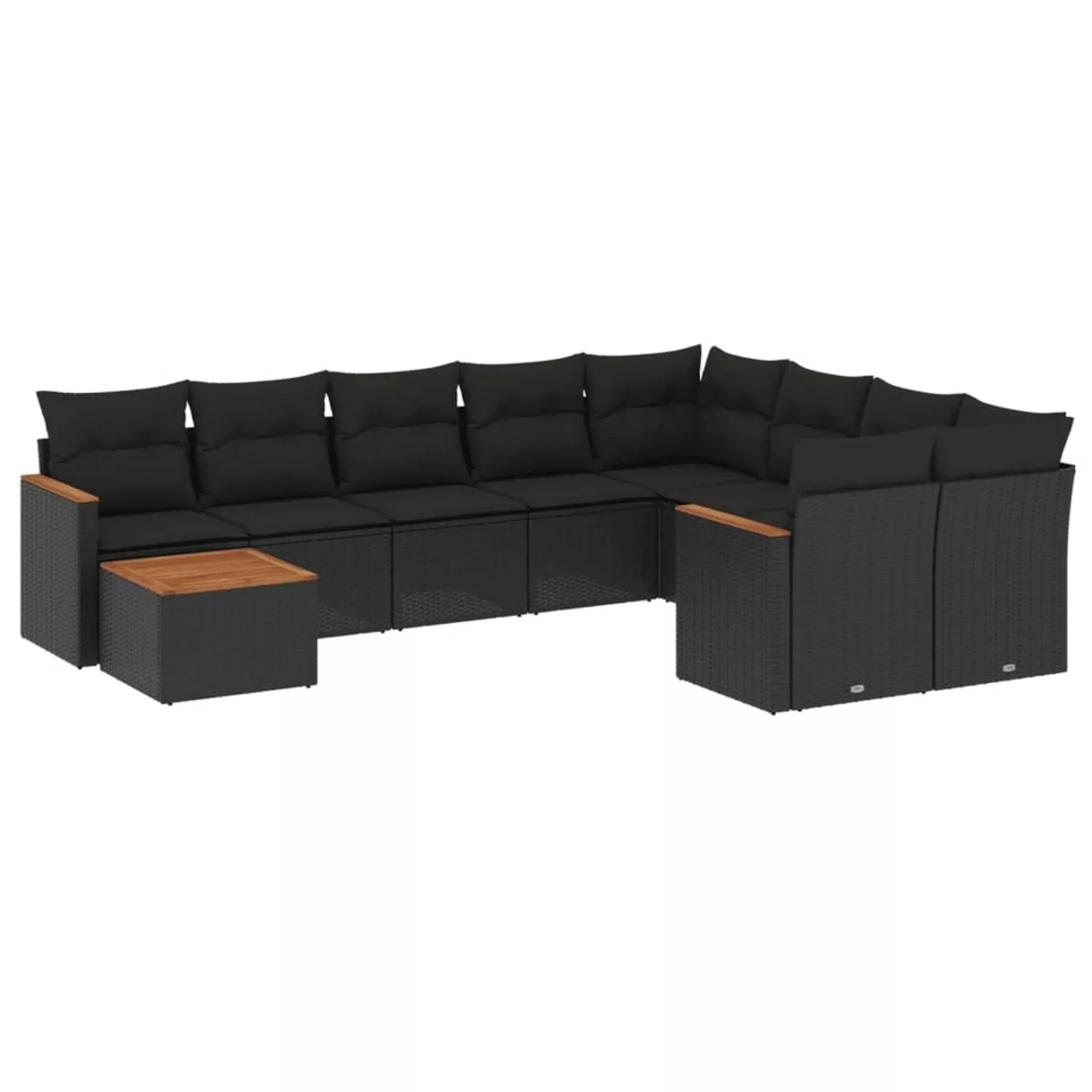 vidaXL 10-tlg Garten-Sofagarnitur mit Kissen Schwarz Poly Rattan Modell 100 günstig online kaufen