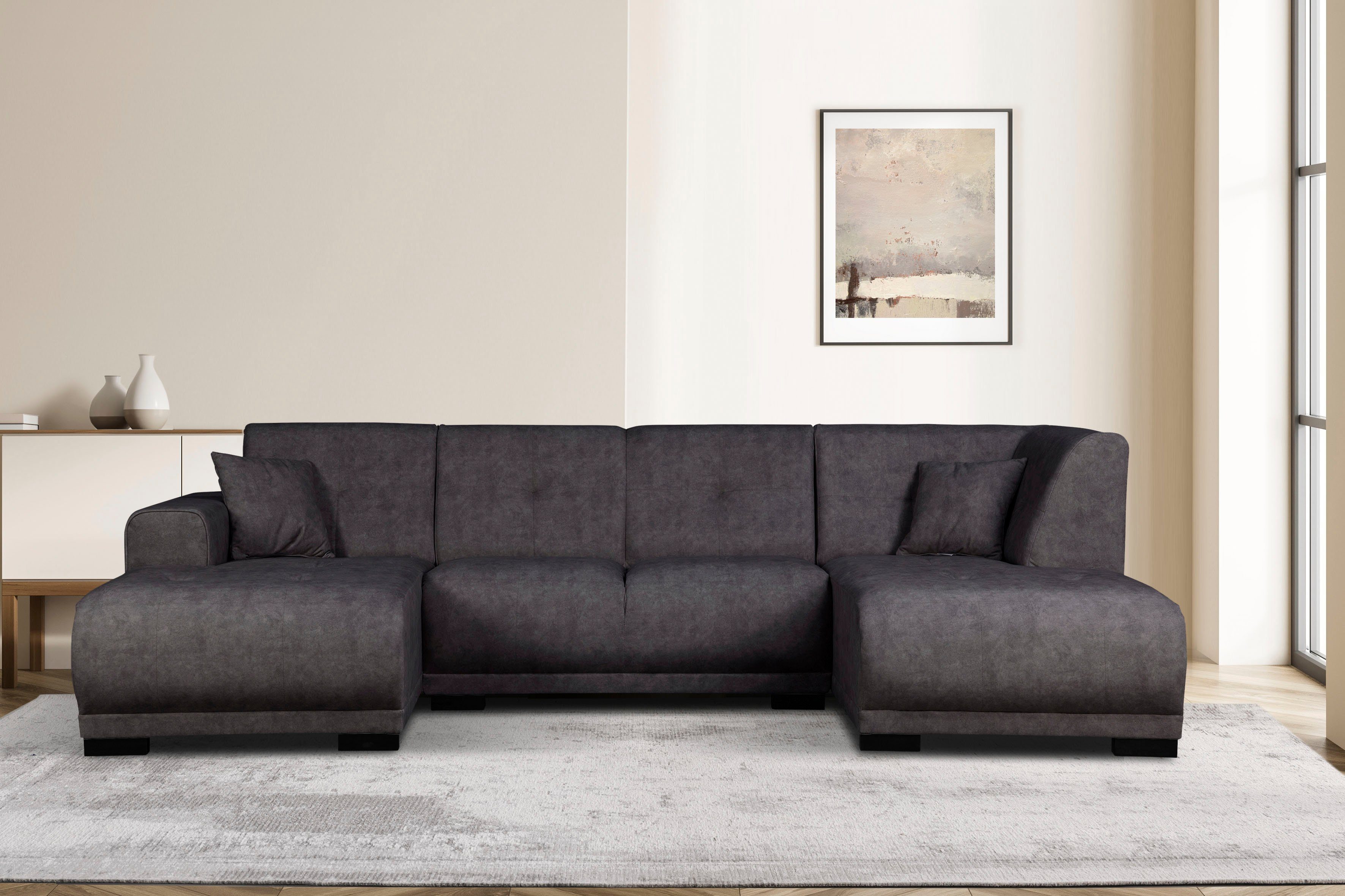 Home affaire Wohnlandschaft "Langeland U-Form", incl. 2 Zierkissen, Recamie günstig online kaufen