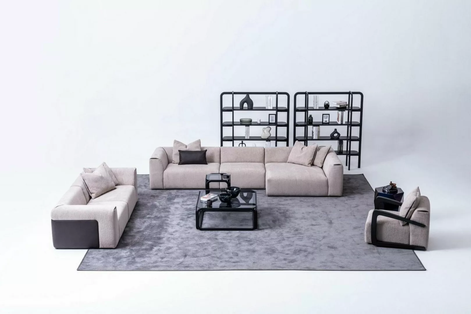 Xlmoebel Sofa Wohnzimmer-Sitzgruppe in Taupe mit L-förmiger, Hergestellt in günstig online kaufen