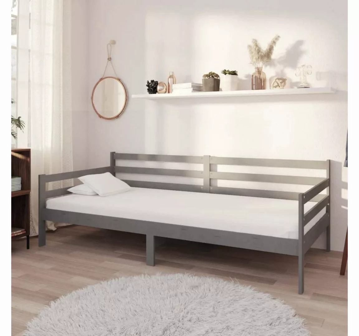 furnicato Bett Tagesbett mit Matratze 90x200 cm Grau Kiefer Massivholz günstig online kaufen