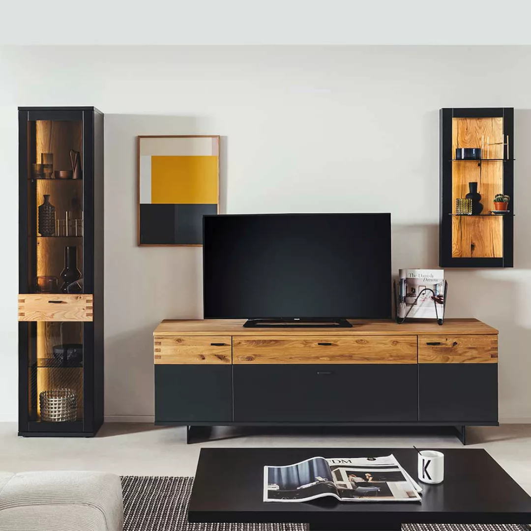 Wohnzimmerwohnwand in modernem Design 240 cm breit (dreiteilig) günstig online kaufen