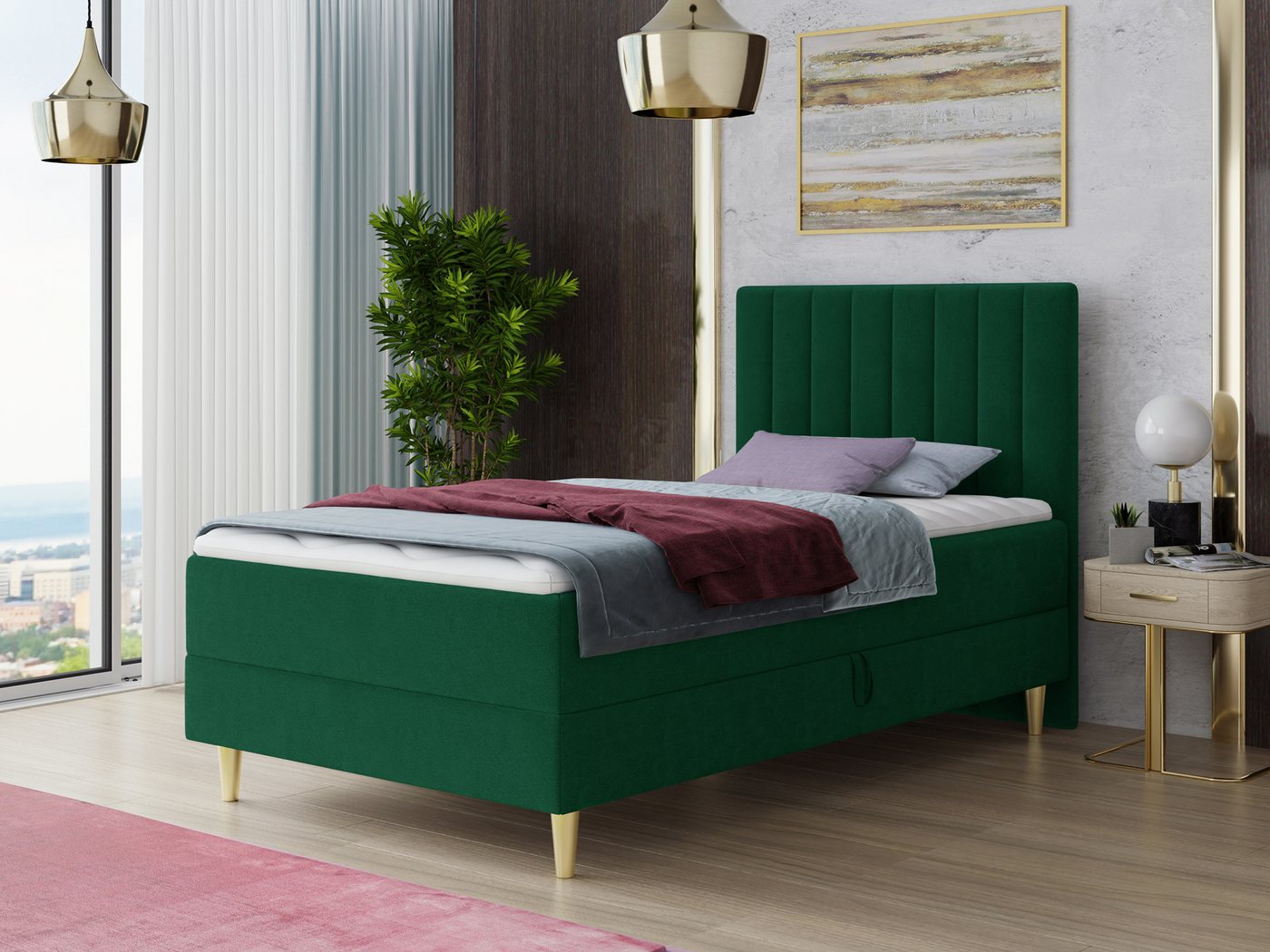 Sofnet Boxspringbett Gold Mini (mit Bettkasten, Bonell-Matratze und Topper) günstig online kaufen