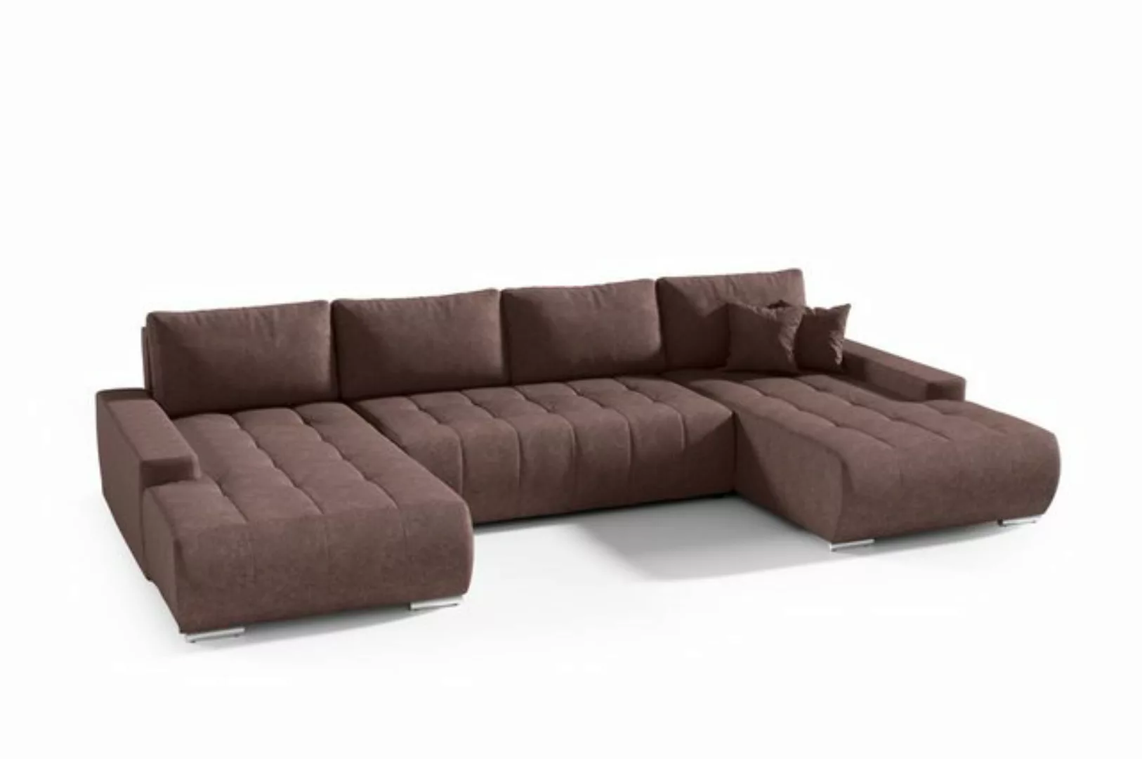 Compleo Ecksofa mit Schlaffunktion aus Velourstoff MONA, mit Bettkasten, U- günstig online kaufen