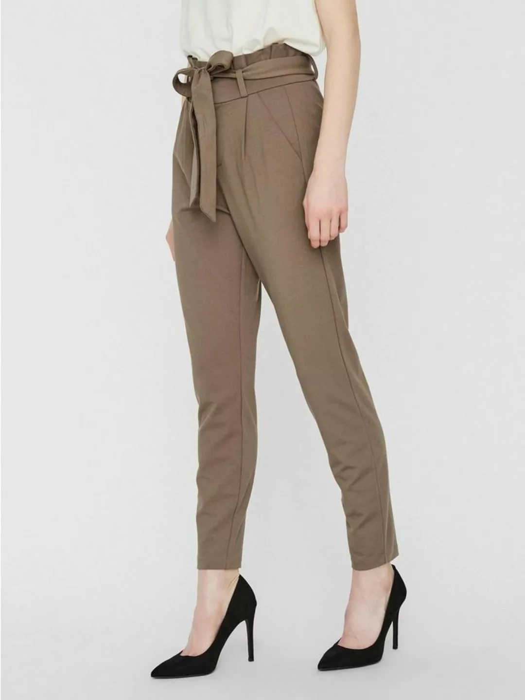 Vero Moda Stoffhose Paperbag Stoffhose mit Bindeband VMEVA 5323 in Braun-2 günstig online kaufen