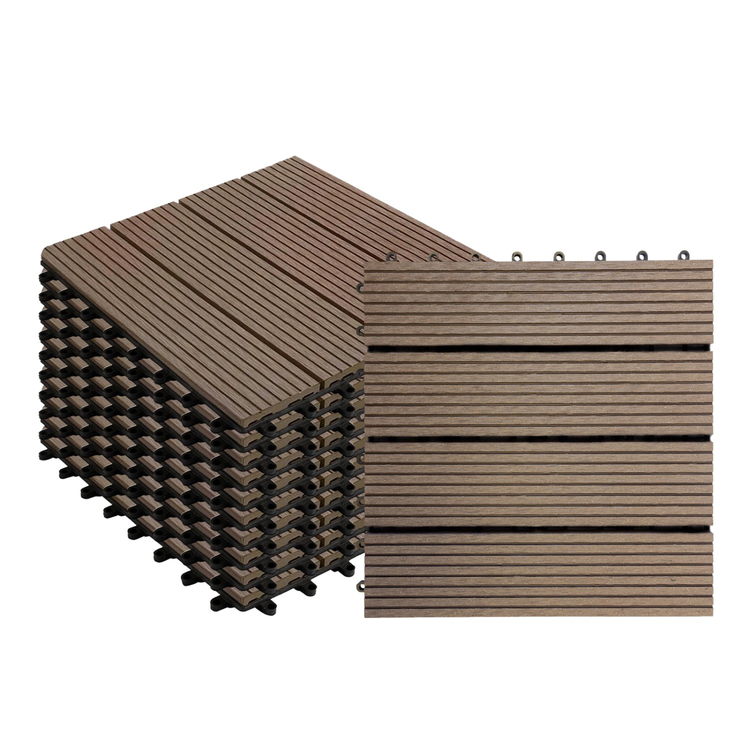 KARAT WPC Terrassenfliesen Royal Wetterfest 30 x 30 cm Dunkelbraun 11er-Set günstig online kaufen