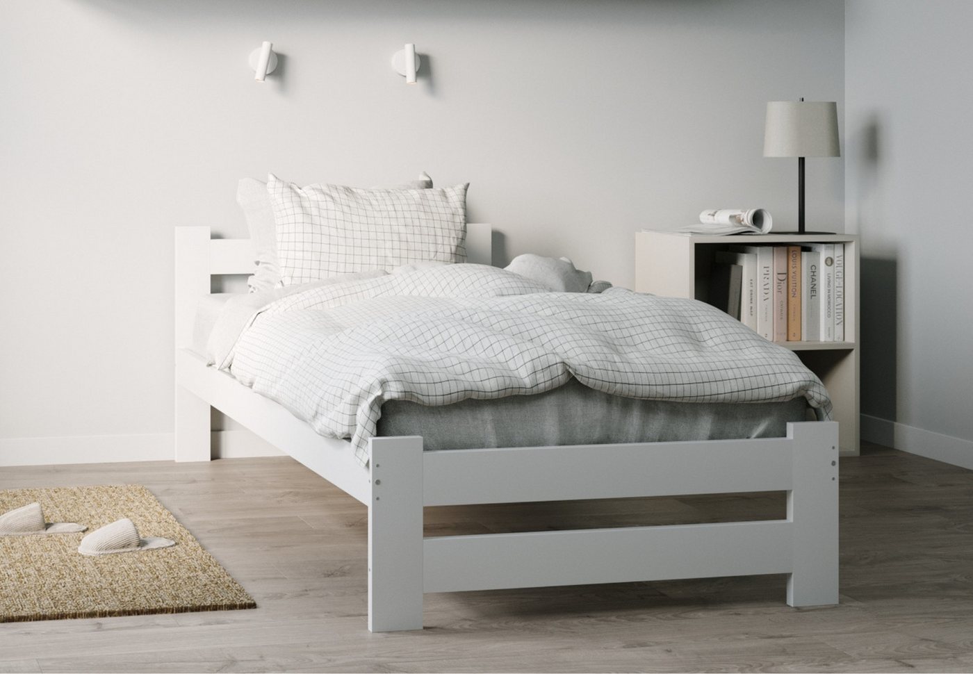 Home Collective Holzbett mit Lattenrost Modern Bett Kiefer Bettgestell Mass günstig online kaufen