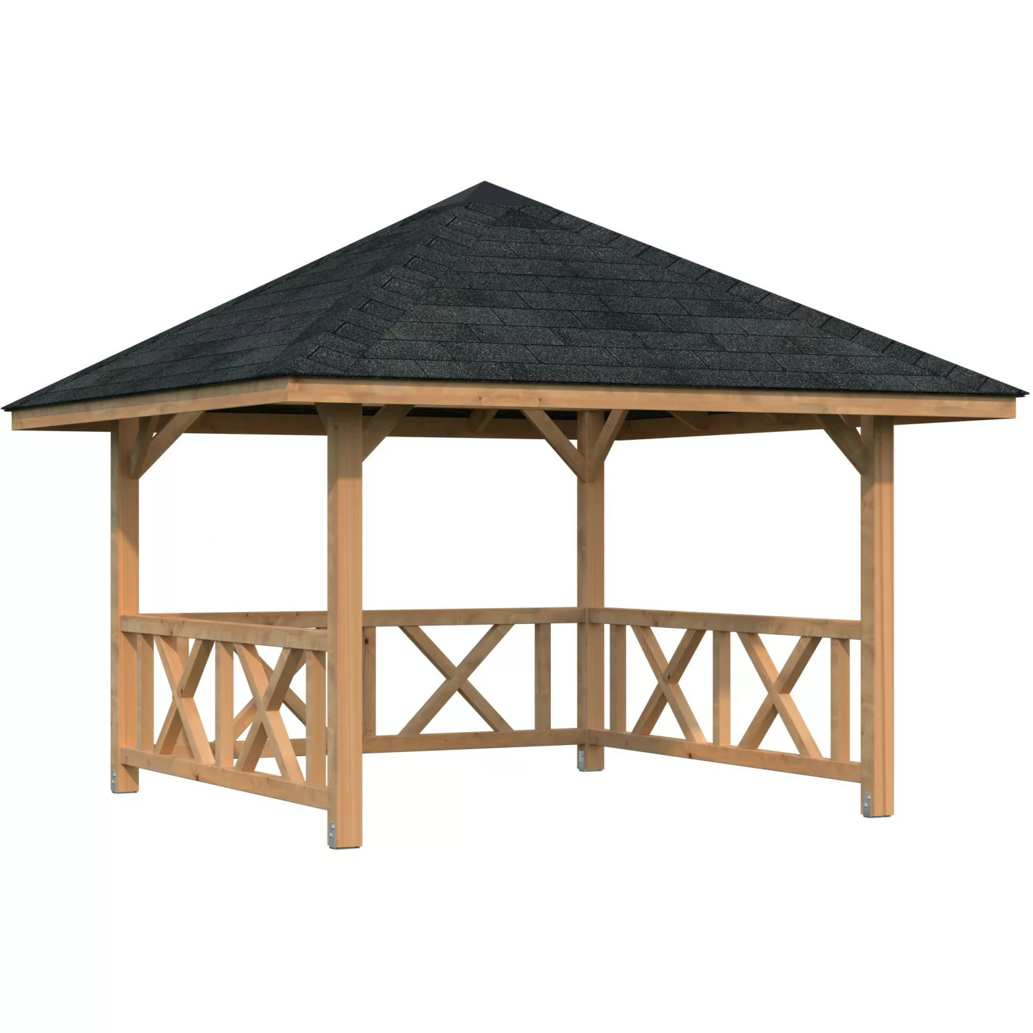 Palmako Holz-Pavillon Bianca 8,3 m² Set 1 Braun Tauchgrundiert günstig online kaufen