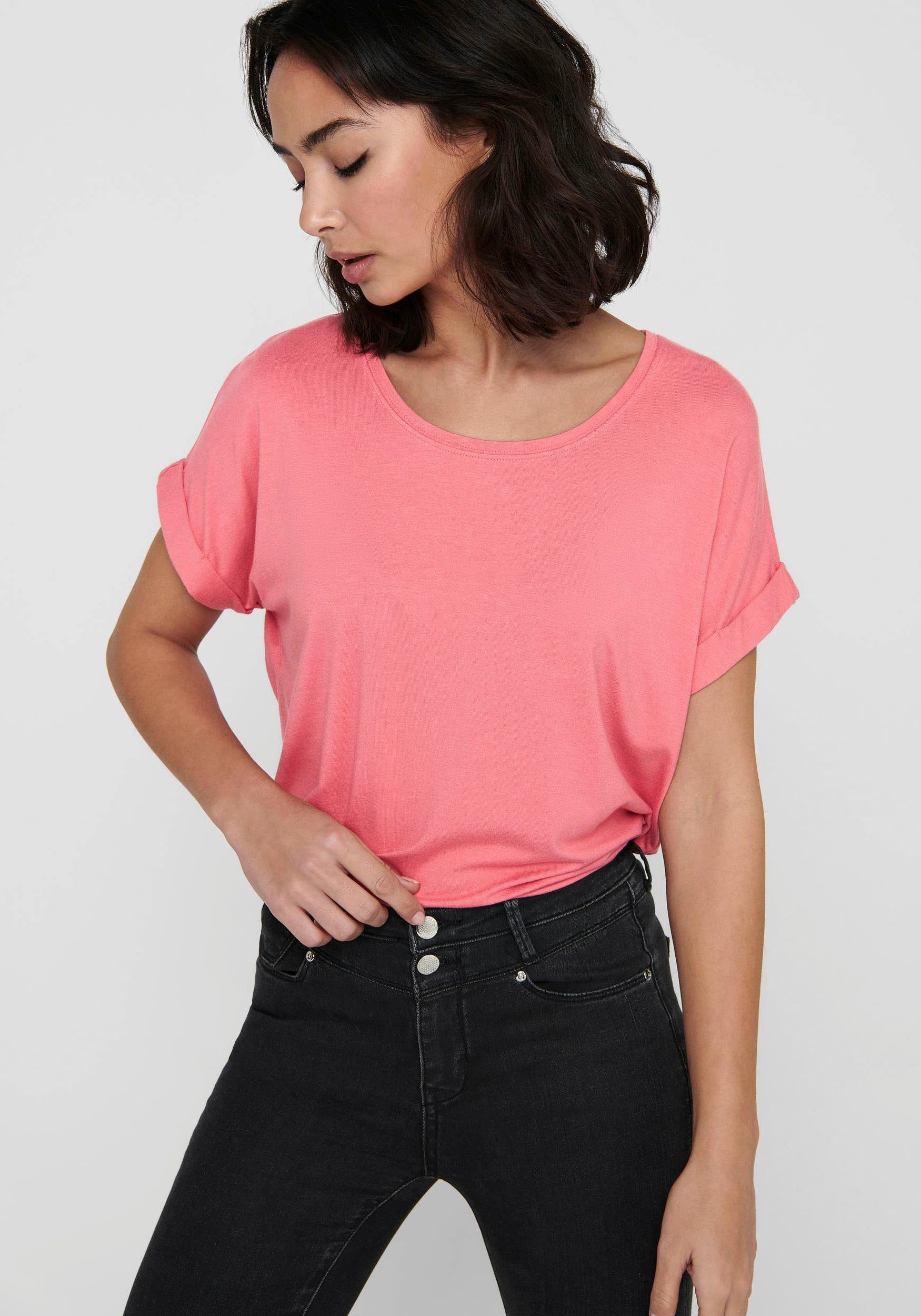ONLY T-Shirt "ONLMOSTER – Kurzarmshirt mit Aufschlag und klassischem Look", günstig online kaufen