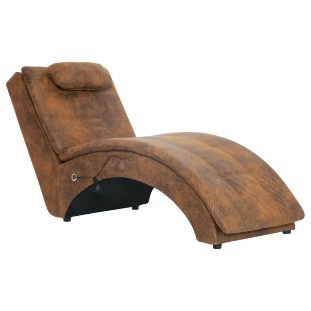 vidaXL Chaiselongue Massage Chaiselongue mit Kissen Braun Wildleder-Optik, günstig online kaufen