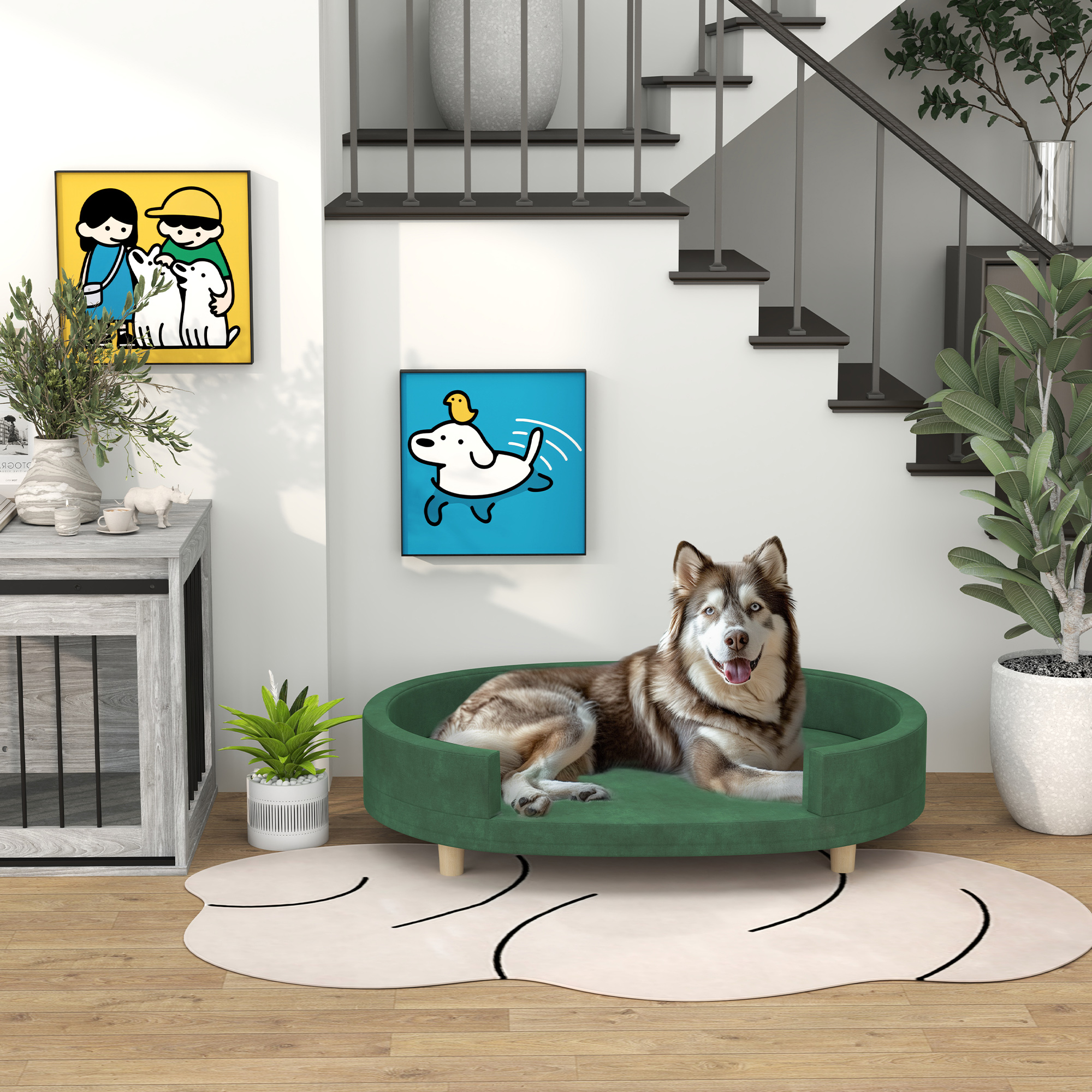 PawHut Hundesofa, Katzensofa, Hundesessel, weiche Samtoberfläche, mit abneh günstig online kaufen