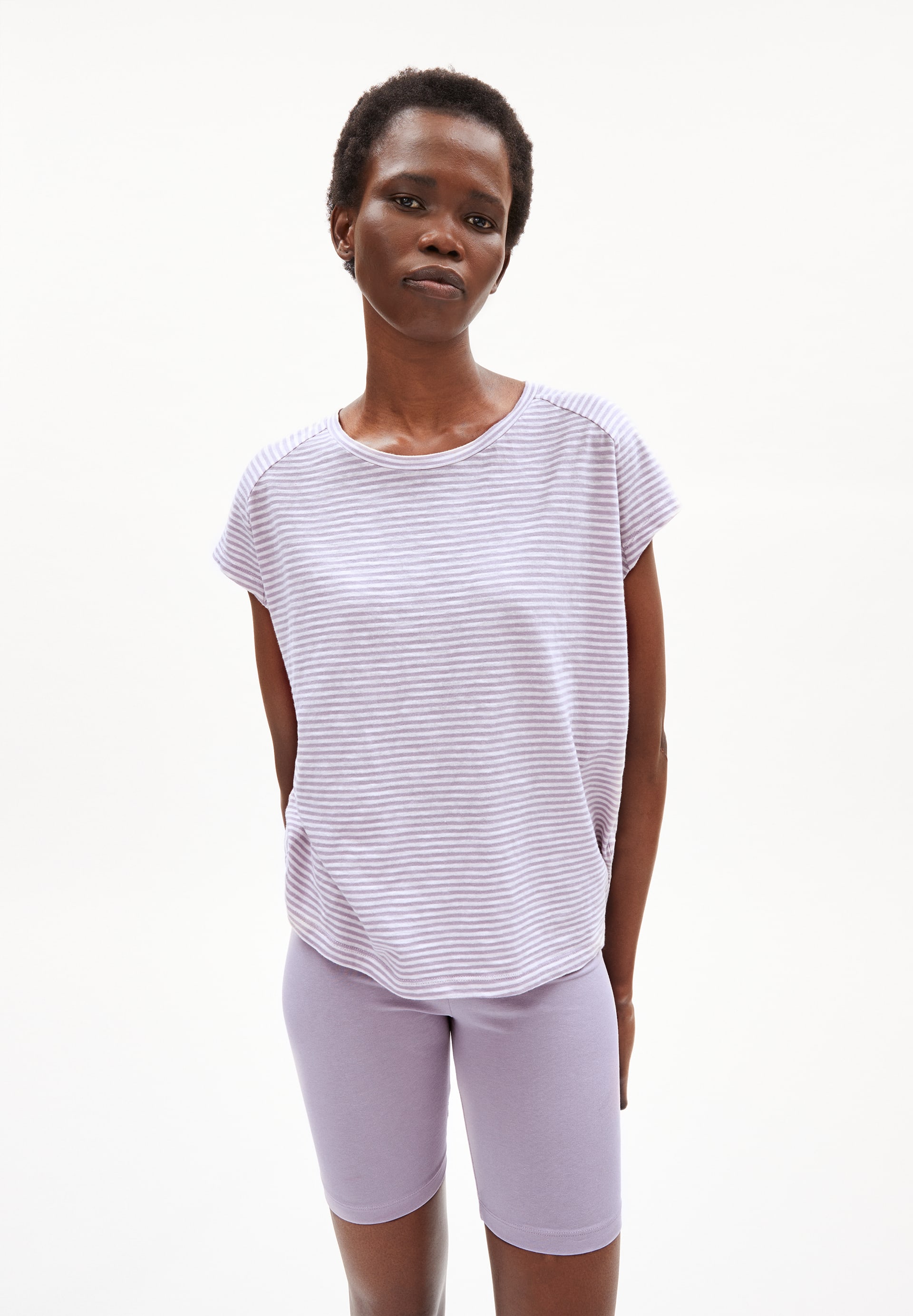 T-Shirt OFELIAA LOVELY STRIPES in purple noise-oatmilk von ARMEDANGELS günstig online kaufen